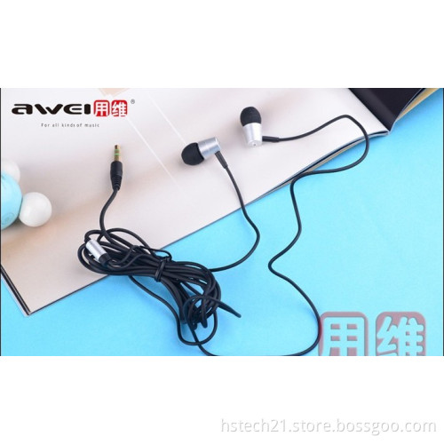 Wholesale price ES-Q7 awei headphones wired in ear headsets black noise cancelling Iphone,Ipad,mp3 player,computer earphones
